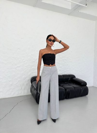 Yüksek Bel Straight Fit Palazzo Pantolon resmi